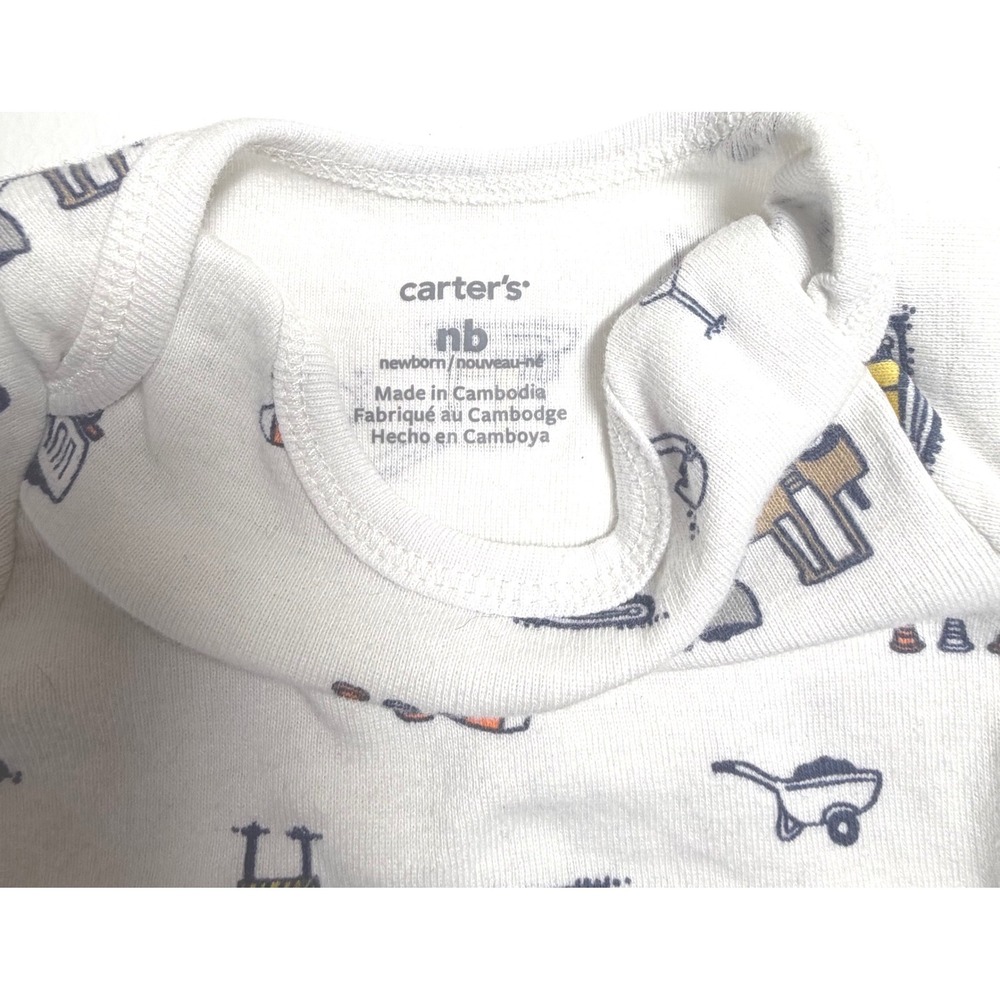 Carters Baby Bodysuit Lot & Dreamwear Pants 3M NB 18M Animal Construction Olive - Picture 8 of 11